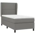 cadre de lit et matelas Gris foncé 90x190 cm Tissu