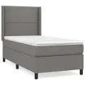 cadre de lit et matelas Gris foncé 90x190 cm Tissu