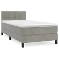 cadre de lit et matelas Gris clair 100x200cm Velours