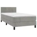 cadre de lit et matelas Gris clair 100x200cm Velours