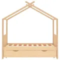 Cadre de lit enfant avec tiroir bois de pin massif 80x160 cm