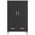 Buffet haut noir 70x31x115 cm bois d'ingénierie