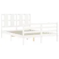Cadre de lit avec tête de lit blanc 140x190 cm bois massif