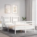 Cadre de lit avec tête de lit blanc 140x190 cm bois massif