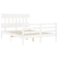 Cadre de lit avec tête de lit blanc 140x190 cm bois massif