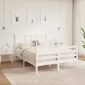 Cadre de lit Blanc Bois massif 140x190 cm