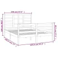 Cadre de lit Blanc Bois massif 140x190 cm