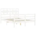Cadre de lit avec tête de lit blanc 140x190 cm bois massif