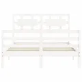 Cadre de lit avec tête de lit blanc 140x190 cm bois massif