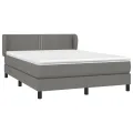 cadre de lit avec matelas Gris foncé 140x190cm Tissu