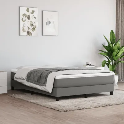 cadre de lit avec matelas Gris foncé 140x190cm Tissu