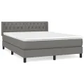 cadre de lit avec matelas Gris foncé 140x190cm Tissu