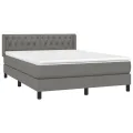 cadre de lit avec matelas Gris foncé 140x190cm Tissu