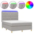 cadre de lit et matelas et LED Gris clair 140x200 cm