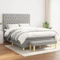 cadre de lit avec matelas Gris clair 140x190cm Tissu