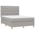 cadre de lit avec matelas Gris clair 140x200cm Tissu