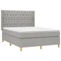 cadre de lit avec matelas Gris clair 140x190cm Tissu