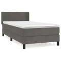 cadre de lit et matelas Gris foncé 80x200 cm Velours