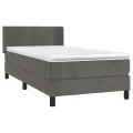 cadre de lit et matelas Gris foncé 80x200 cm Velours