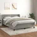 cadre de lit et matelas Gris clair 140x190cm Velours