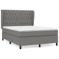 cadre de lit avec matelas Gris foncé 140x200cm Tissu