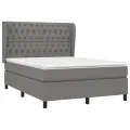 cadre de lit avec matelas Gris foncé 140x200cm Tissu