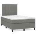 cadre de lit avec matelas Gris foncé 120x200cm Tissu