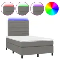 cadre de lit et matelas et LED Gris foncé 120x200 cm