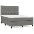 cadre de lit avec matelas Gris foncé 140x200cm Tissu