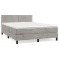 cadre de lit et matelas Gris clair 140x190cm Velours
