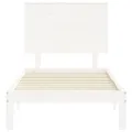 Cadre de lit avec tête de lit blanc simple bois massif