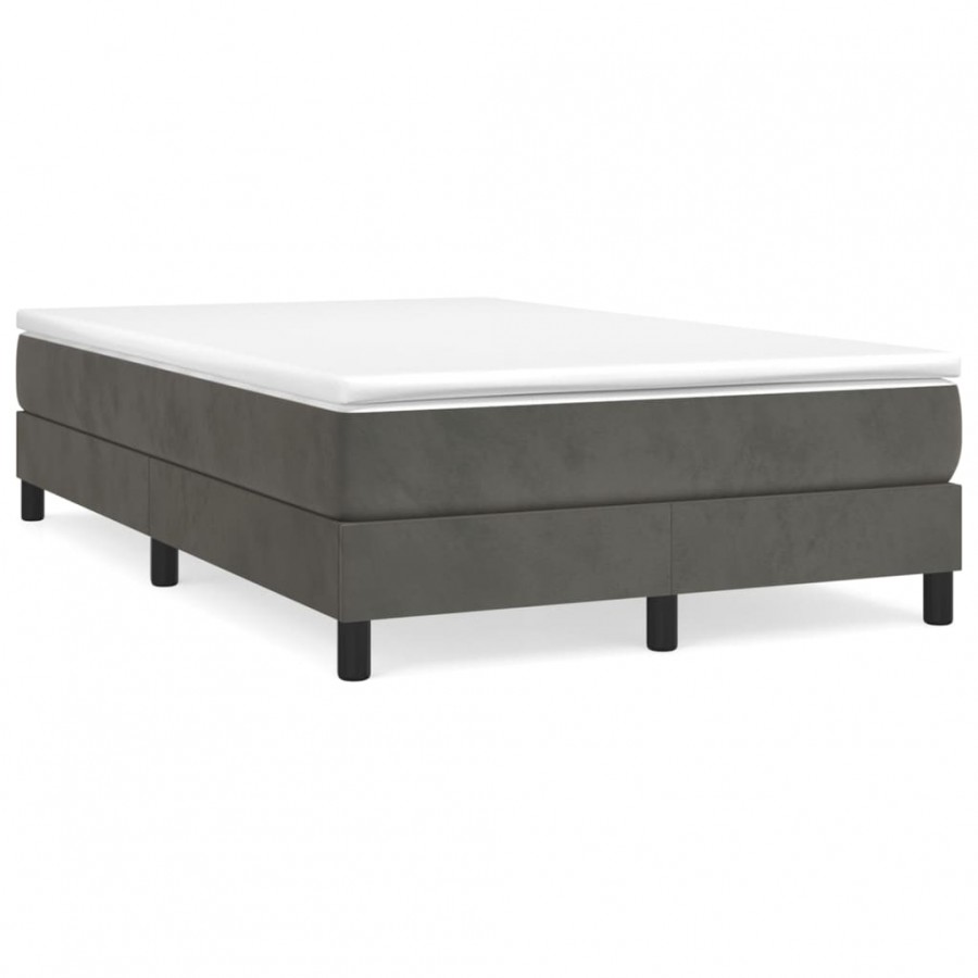 cadre de lit et matelas Gris foncé 120x200cm Velours