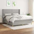 cadre de lit avec matelas Gris clair 180x200cm Tissu