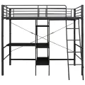 Lit superposé avec cadre de table Noir Métal 90x200 cm