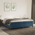cadre de lit et matelas Bleu foncé 200x200cm Velours