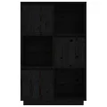 Buffet Noir 74x35x117 cm Bois massif de pin