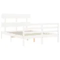 Cadre de lit avec tête de lit blanc 120x200 cm bois massif