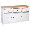 Buffet Blanc 135x40x80 cm Pin solide Gamme Panama