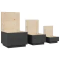 Boîtes de rangement et couvercles 3 pcs Gris Bois massif de pin