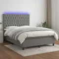 cadre de lit et matelas et LED Gris foncé 140x190 cm