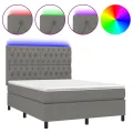 cadre de lit et matelas et LED Gris foncé 140x190 cm