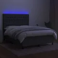 cadre de lit et matelas et LED Gris foncé 140x190 cm
