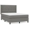 cadre de lit avec matelas Gris foncé 140x190cm Tissu