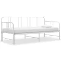 Cadre de canapé-lit extensible Blanc Métal 90x200 cm