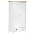 Garde-robe à 2 portes Hill Blanc 89x50x170cm Bois de pin solide