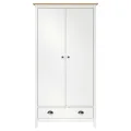 Garde-robe à 2 portes Hill Blanc 89x50x170cm Bois de pin solide
