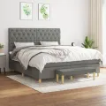 cadre de lit avec matelas Gris foncé 160x200cm Tissu