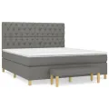 cadre de lit avec matelas Gris foncé 160x200cm Tissu