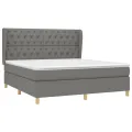 cadre de lit avec matelas Gris foncé 160x200cm Tissu