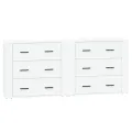 Buffets 2 pcs blanc bois d'ingénierie